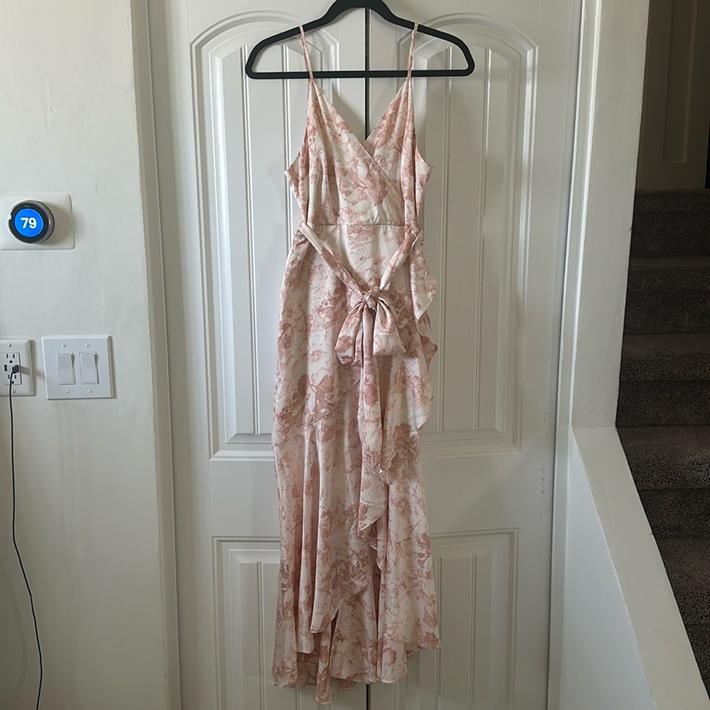 White and pink floral maxi dress